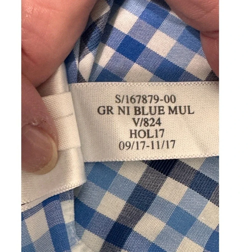 Banana‎ Republic Shirt Mens Medium Grant Fit Blue Gingham Check Stretch Dress